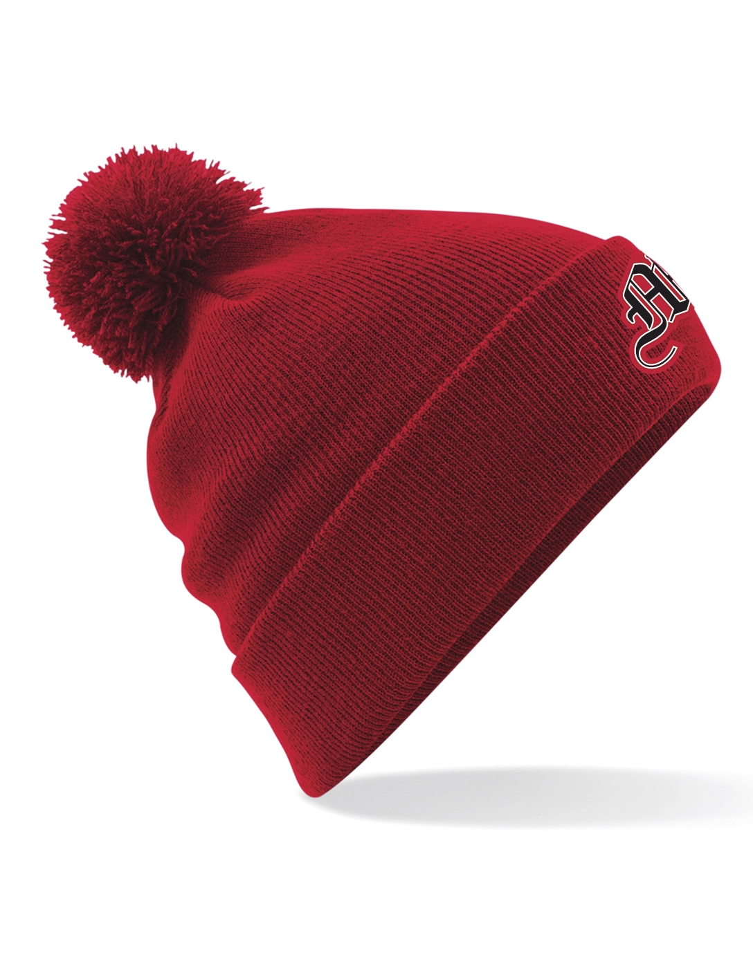 Pom Pom Beanie rot